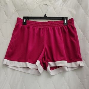 Champion Women's Athletic Shorts in Fuchsia with White Trim